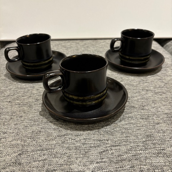 Set 3 Vintage 1960s Denby Bokhara Kismet Cups & Saucers - Picture 3 of 5